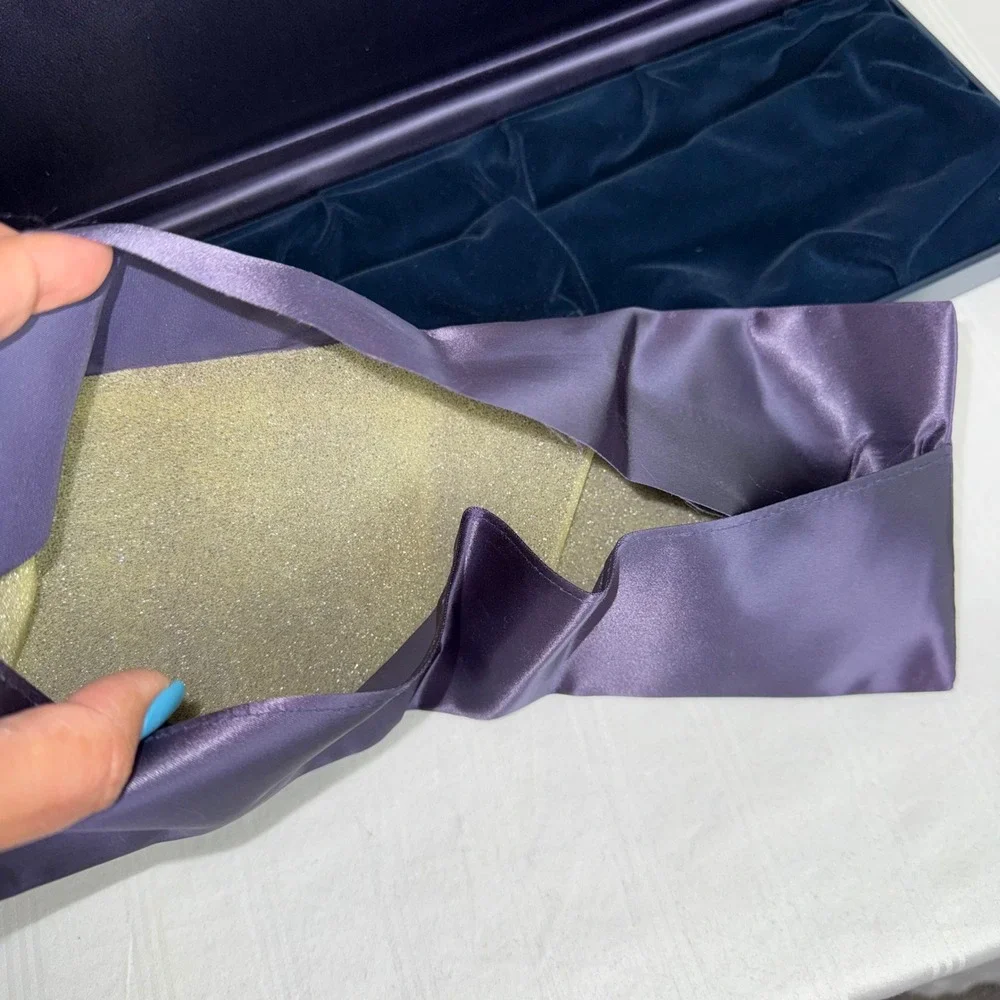 Tiffany & Co Navy Blue Velvet Flatware‎ Jewelry Presentation Box Purple Satin